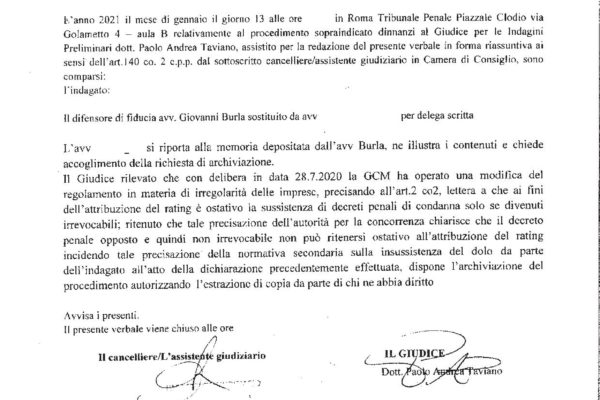 Rating di Legalità – Autocertificazione